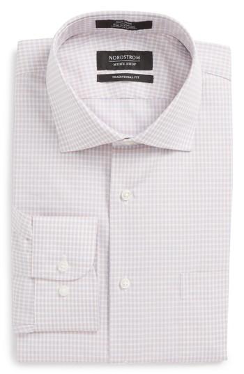 Men's Nordstrom Men's Shop Traditional Fit Non-iron Check Dress Shirt .5 32/33 - Orange