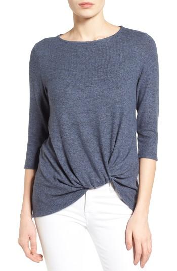Petite Women's Gibson Twist Front Cozy Fleece Pullover, Size P - Blue