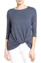 Petite Women's Gibson Twist Front Cozy Fleece Pullover, Size P - Blue