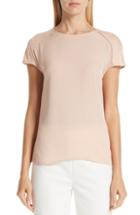 Women's St. John Collection Dolman Sleeve Silk & Jersey Top, Size - Beige