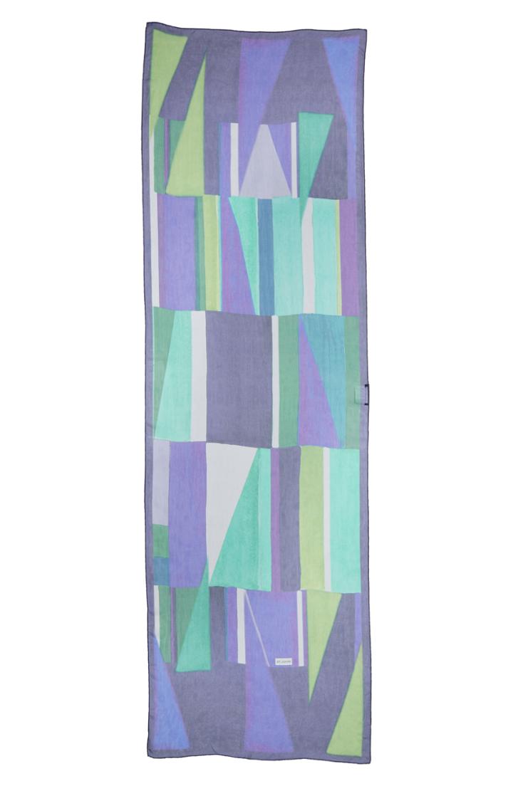 Women's St. John Collection Geo Print Silk Scarf, Size - Blue