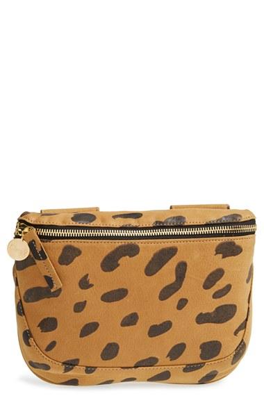 Clare V. 'fanny Pack' Jaguar Print Leather Belt Bag - Beige