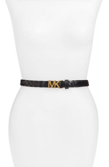 Women's Michael Michael Kors Braided Leather Belt - Black