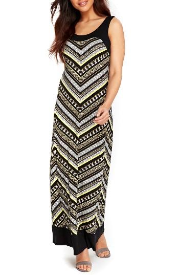 Women's Wallis Blocked Chevron Maxi Dress Us / 8 Uk - Black