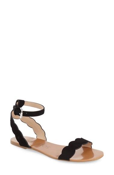 Women's Sole Society 'odette' Scalloped Ankle Strap Flat Sandal