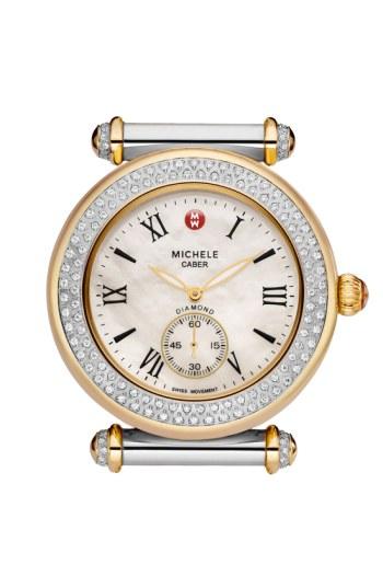 Women's Michele 'caber' Diamond Gold Watch Case, 38mm