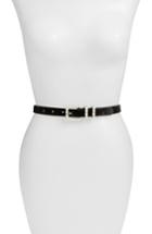 Women's Lodis Imitation Pearl Buckle Velvet Skinny Belt