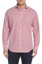 Men's Bugatchi Classic Fit Fish Print Sport Shirt - Red