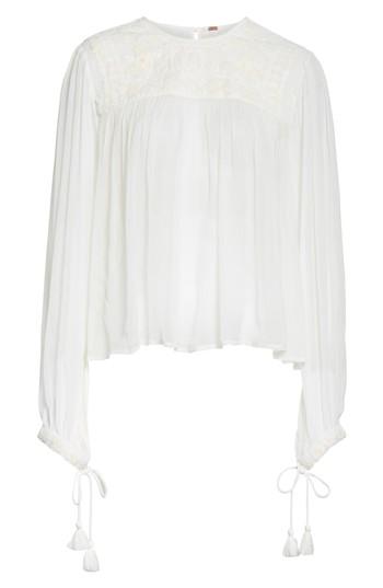 Women's Free People Retro Sheer Blouse - Ivory