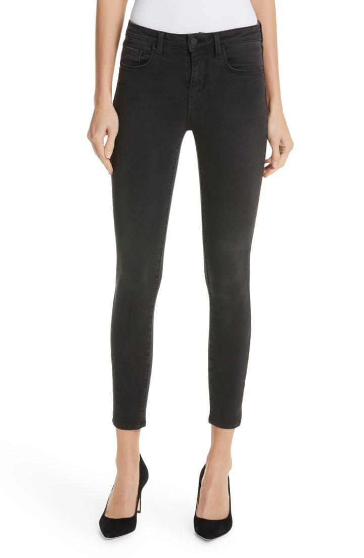 Women's L'agence Margot Crop Skinny Jeans - Grey