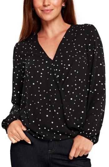 Women's Wallis Star Print Wrap Top Us / 8 Uk - Black