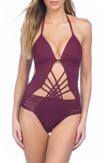 Women's Kenneth Cole New York Push-up One-piece Swimsuit - Burgundy