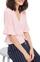 Women's Topshop Ruby Ruched Blouse Us (fits Like 0) - Pink