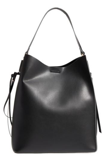 Sole Society Faux Leather Bucket Bag & Zip Pouch - Black
