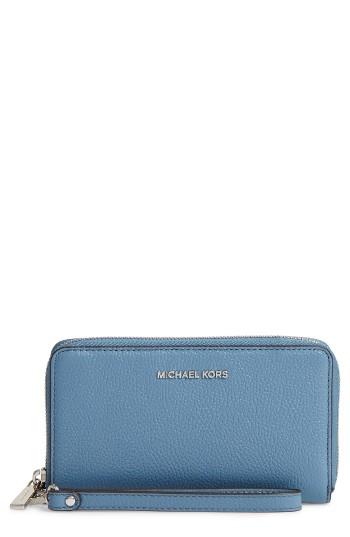 Women's Michael Michael Kors Mercer Large Leather Wristlet - Blue