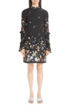 Women's Erdem Floral Silk Crepe De Chine Ruffle Dress