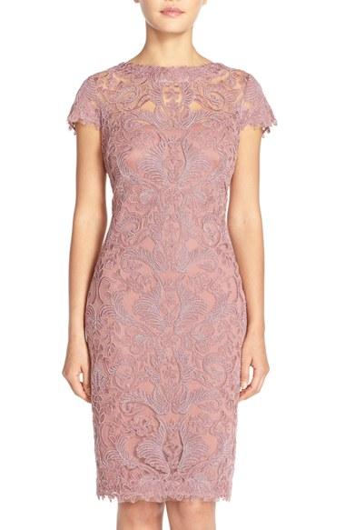 Women's Tadashi Shoji Illusion Yoke Lace Sheath Dress - Purple