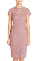 Women's Tadashi Shoji Illusion Yoke Lace Sheath Dress - Purple