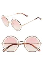 Women's Chloe Tally 56mm Scalloped Sunglasses - Gold/ Azure/ Gradient Burnt