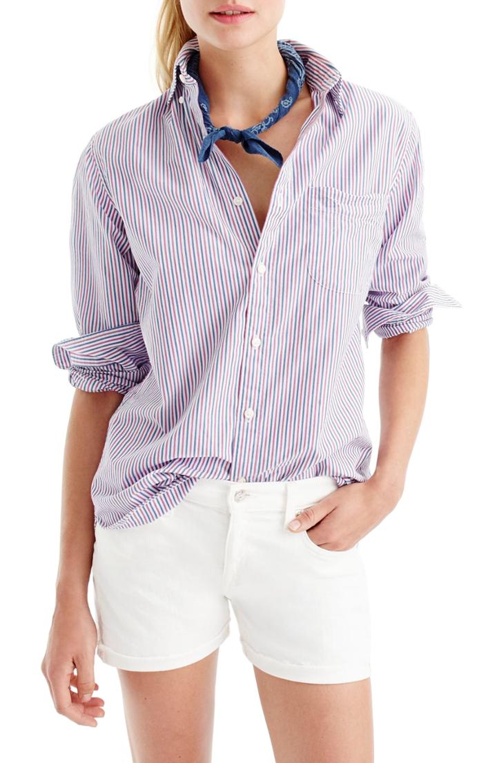 Women's J.crew Midrise White Denim Shorts