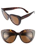 Women's Dolce & Gabbana 53mm Polarized Cat Eye Sunglasses - Brown/ Havana