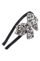 Tasha Crystal Bow Headband, Size - Black