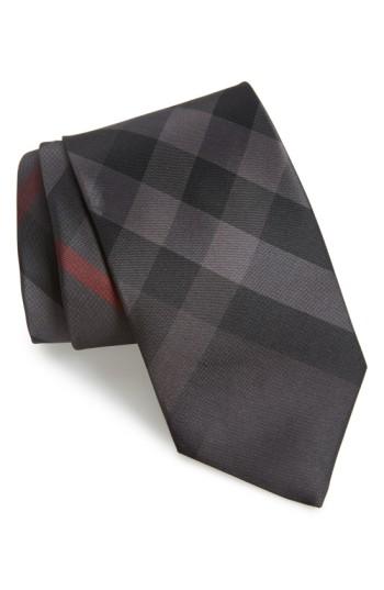 Men's Burberry London 'clinton' Check Silk Tie, Size - Grey