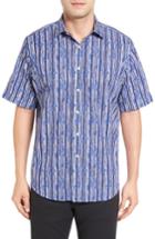 Men's Bugatchi Classic Fit Stripe Print Sport Shirt - Blue