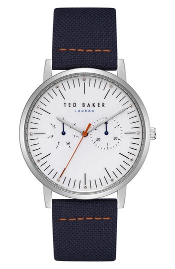 Men's Ted Baker London Brit Multifunction Leather Strap Watch, 40mm