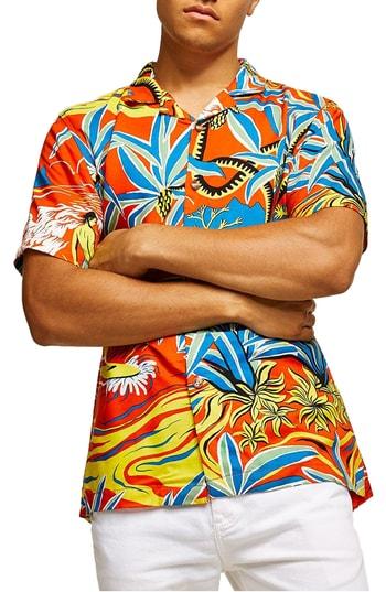 Men's Topman Hawaiian Classic Fit Shirt - Red