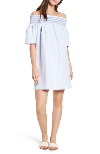 Women's Tommy Jeans Smocked Off The Shoulder Dress, Size - White