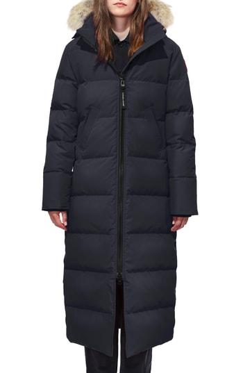 Petite Women's Canada Goose Mystique Fusion Fit Down Parka With Genuine Coyote Fur, Size P (000-00p) - Blue