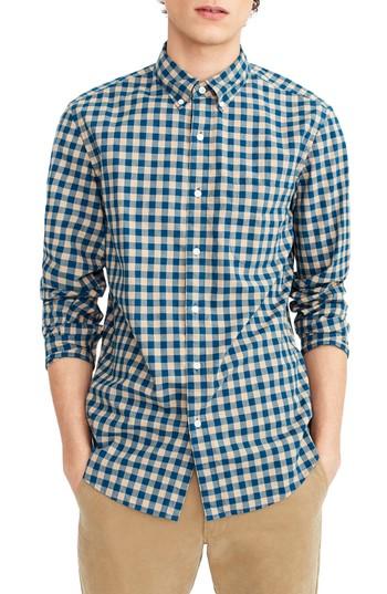 Men's J.crew Slim Fit Stretch Secret Wash Heather Gingham Poplin Shirt