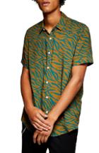 Men's Topman Zebra Stripe Print Shirt - Brown
