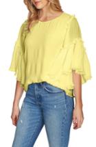 Women's 1.state Flounce Sleeve Pleated Blouse, Size - Yellow