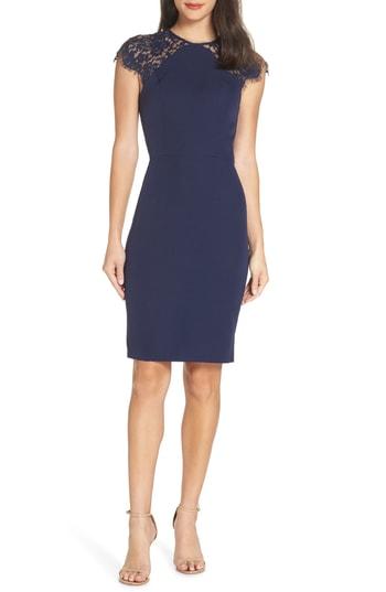 Women's Chi Chi London Sorcha Lace Detail Cocktail Sheath - Blue