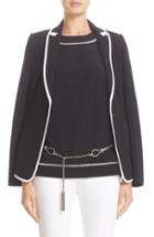 Women's St. John Collection Milano Knit Jacket With Crepe De Chine Binding