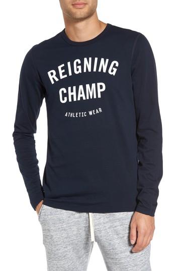 Men's Reigning Champ Gym Logo Long Sleeve T-shirt, Size - Blue