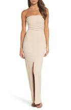 Women's Lulus Own The Night Strapless Maxi Dress - Beige