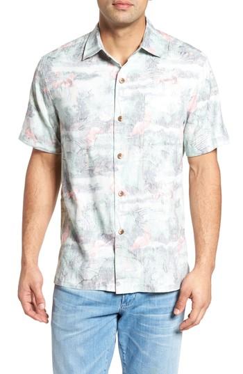 Men's Tommy Bahama Flamingo Fade Camp Shirt - Blue