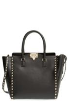Valentino Garavani 'rockstud' Leather Double Handle Tote - Black