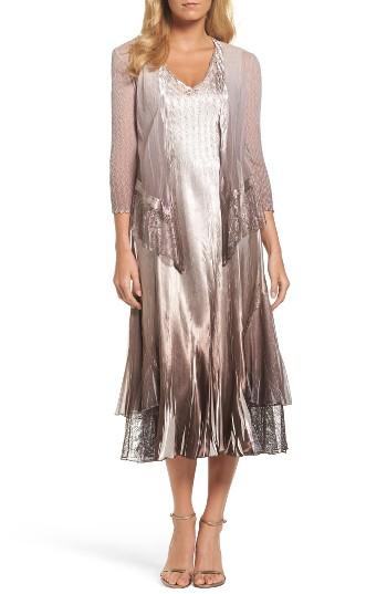 Women's Komarov Tiered A-line Dress & Jacket - Grey