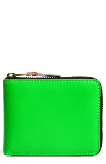 Men's Comme Des Garcons Super Fluorescent Leather Line A Wallet - Green
