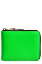 Men's Comme Des Garcons Super Fluorescent Leather Line A Wallet - Green