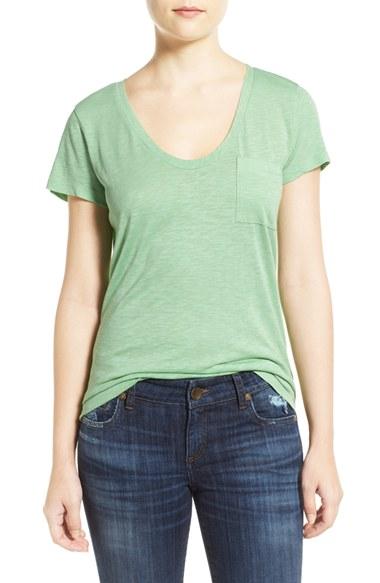 Women's Caslon Relaxed Slub Knit U-neck Tee - Green