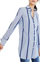 Women's Madewell Stripe Button Down Tunic Shirt, Size - Blue