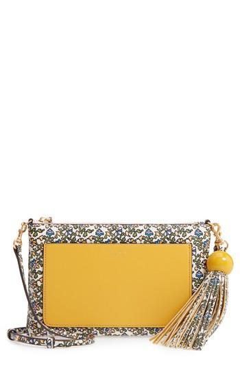Tory Burch Tassel Print Leather Crossbody Bag - White