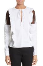 Women's Red Valentino Ruffled Stretch Poplin Blouse Us / 38 It - White