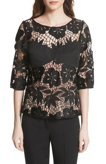 Women's Tracy Reese Mixed Media Lace Top - Black
