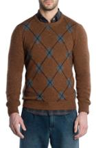 Men's Eleventy Argyle Cashmere Crewneck Sweater - Brown
